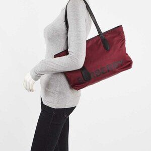 Burberry Burgundy/Black Eco Nylon Small Tote Bag